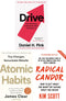 Drive The Surprising Truth, Radical Candor, Atomic Habits 3 Books Collection Set
