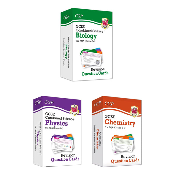 GCSE AQA Combined Science Revision Question Cards 3 Pack Set (Chemistry, Physics, Biology)