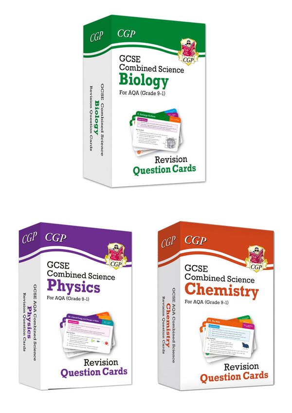 GCSE AQA Combined Science Revision Question Cards 3 Pack Set (Chemistry, Physics, Biology)