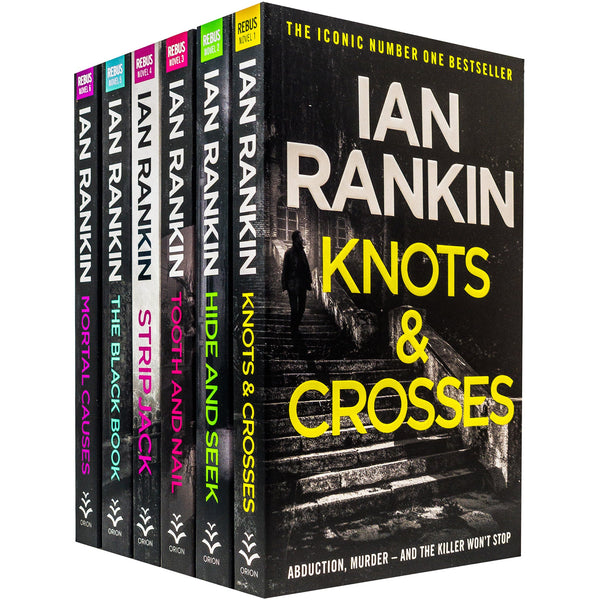 Ian Rankin Inspector Rebus Series Collection 6 Books Set Knots & Crosses, Hide & Seek, Tooth & Nail, Strip Jack, The Black Book, Mortal Causes