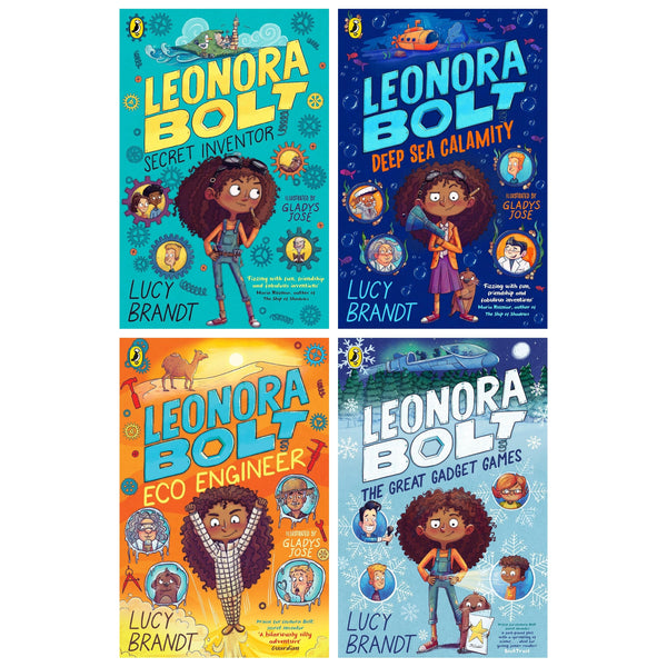 Leonora Bolt Series 4 Books Collection Set by Lucy Brandt (Secret Inventor, Deep Sea Calamity, Eco Engineer, The Great Gadget Games)
