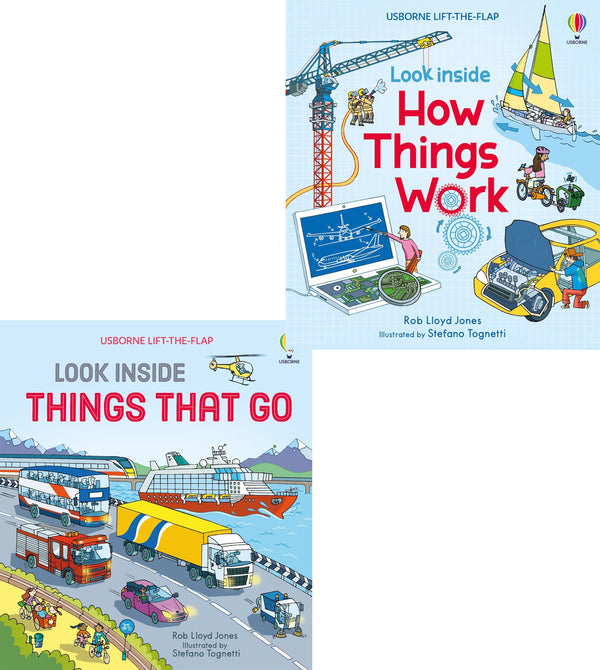 Usborne Look Inside Things That Go, How Things Work 2 Books Collection Set
