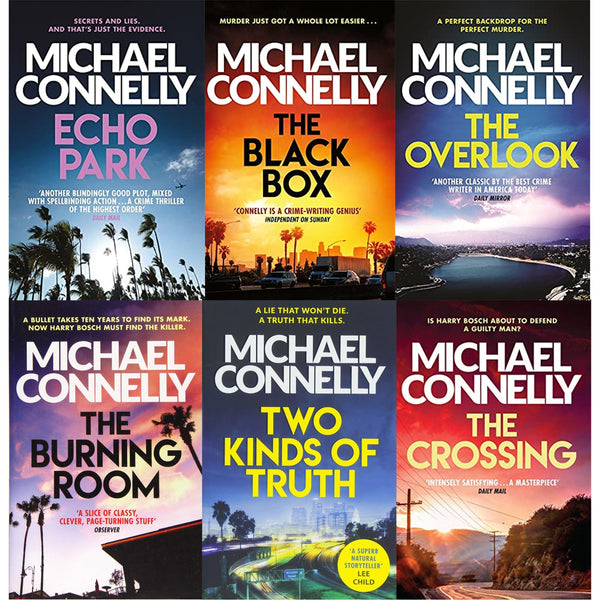 Michael Connelly Harry Bosch Series Collection 6 Books Set The Black Box, The Crossing, Echo Park, Two Kinds of Truth, The Burning Room, The Overlook
