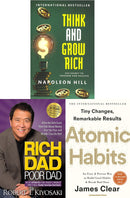 Think and Grow Rich, Rich Dad Poor Dad and Atomic Habits 3 Books Collection Set