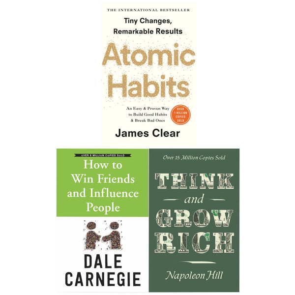 Atomic Habits, How to Win Friends and Influence People, Think and Grow Rich 3 Books Collection Set