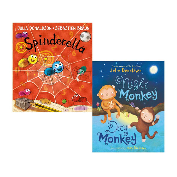 Julia Donaldson 2 Books Collection Set Spinderella, Night Monkey Day Monkey