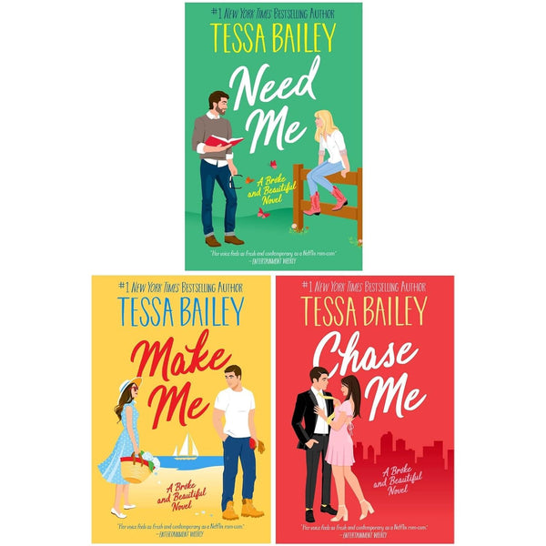 Broke and Beautiful Series 3 Books Collection Set by Tessa Bailey (Chase Me, Need Me & Make Me)