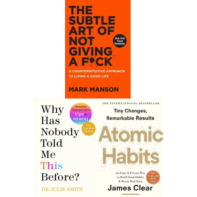 ["9780062457714", "9780241529720", "9780678463567", "9781847941831", "Art History by Theme & Concept", "Atomic Habits", "Atomic Habits  the life-changing", "best self help", "best seller self help books", "best selling self help books", "business motivation skills", "Family & Lifestyle Depression", "James Clear", "Julie Smith", "Mark Manson", "Mental health services", "Mind", "Motivation", "motivation & self-esteem", "Motivation Book", "motivational", "Motivational Book", "motivational self help", "Practical & Motivational Self Help", "practical self help", "Psychology", "self development", "self development books", "Self Help", "self help books", "Self Help Memory Improvement", "Self Help Stress Management", "Self-help & personal development", "Self-help emotional books", "Spirit", "Stress", "Teen & Young Adult Books", "The Subtle Art of Not Giving a F*ck", "The Subtle Art of Not Giving a F*ck  A Counterintuitive Approach to Living a Good Life", "Why Has Nobody Told Me This Before"]