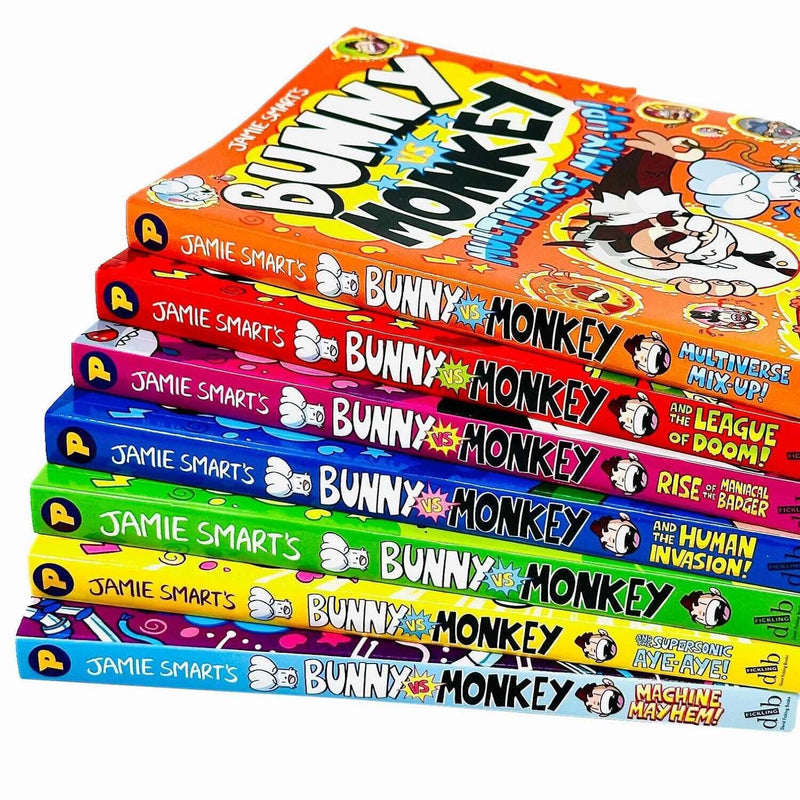 ["9782992518435", "action books", "adventure books", "apocalypse", "bunny vs monkey", "bunny vs monkey 1", "bunny vs monkey 2", "bunny vs monkey 3", "bunny vs monkey 4", "bunny vs monkey 5", "bunny vs monkey 6", "bunny vs monkey 7", "bunny vs monkey and rise of the maniacal badger", "bunny vs monkey and the human invasion", "bunny vs monkey and the league of doom", "bunny vs monkey and the supersonic aye-aye", "bunny vs monkey and the supersonic ayeaye", "bunny vs monkey apocalypse", "bunny vs monkey book collection", "bunny vs monkey book set", "bunny vs monkey books", "bunny vs monkey destructo", "bunny vs monkey jamie smart series", "bunny vs monkey journey to the centre of eurg-th", "bunny vs monkey let the mayhem begin", "Bunny vs Monkey multiverse mix up", "bunny vs monkey series", "bunny vs monkey stench", "bunny vs monkey the floating cow catastrophe", "bunny vs monkey wobbles", "children comic books", "children fiction", "childrens books", "Childrens Comic books", "comic and graphic novels", "Comics Graphic Novels", "jamie smart bunny vs monkey", "multiverse mix up", "rise of the maniacal badger", "the human invasion", "the league of doom"]