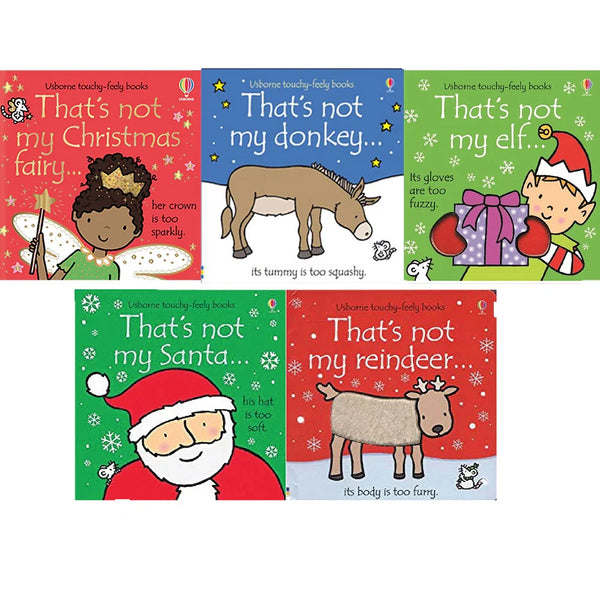 Usborne Thats Not My Christmas Series 5 Books Collection Set Christmas Fairy, Elf, Santa, Donkey, Reindeer