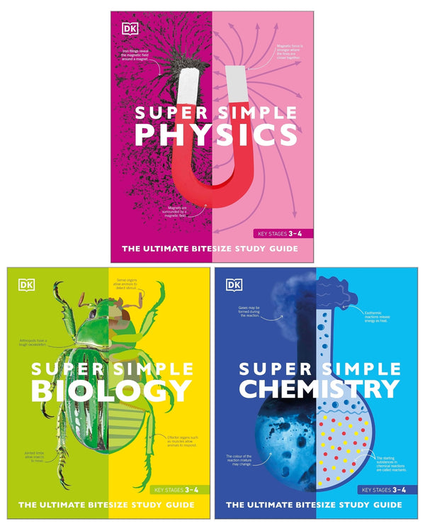 DK Super Simple Study Guide 3 Books Collection Set (Super Simple Chemistry, Physics, Biology)