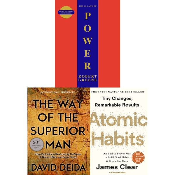 Way of the Superior Man, Laws Of Power, Atomic Habits 3 Books Collection Set