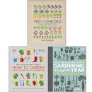 Veg in One Bed, RHS How To Garden When You're New To Gardening, RHS Gardening Through the Year 3 Books Collection Set