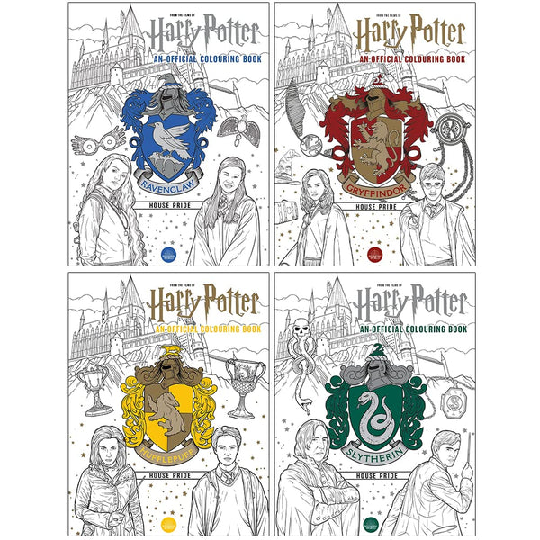 Harry Potter Collection The Official Colouring 4 Books Collection Set (Ravenclaw House Pride, Gryffindor House Pride, Hufflepuff House Pride &amp; Slytherin House Pride)