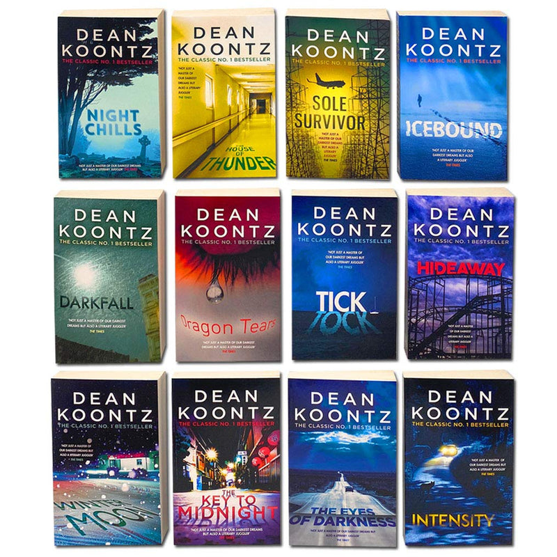 ["12 Book Collection Set by Dean Koontz", "9789124106775", "Bestselling collection Book", "Classic No.1 Bestselling book", "Darkfall", "Darkfall by Dean Koontz", "Dean Koontz", "Dean Koontz 12 Books Collection Set", "Dean Koontz Book Collection Set", "Dean Koontz Books", "Dean Koontz Collection", "Dragon Tears", "Dragon Tears by Dean Koontz", "Ghost Stories", "Hideaway", "Hideaway by Dean Koontz", "Horror stories", "Humorous Story Book", "Icebound", "Icebound by Dean", "Intensity", "Intensity by Dean Koontz", "Koontz", "Night Chills", "Night Chills by Dean Koontz", "Paperback", "Sole Survivor", "Sole Survivor by Dean Koontz", "The Eyes of Darkness", "The Eyes of Darkness by Dean Koontz", "The House of Thunder", "The House of Thunder by Dean Koontz", "The Key to Midnight", "The Key to Midnight by Dean Koontz", "Thrill Story book", "Ticktock", "Ticktock by Dean Koontz", "Winter Moon", "Winter Moon by Dean Koontz"]