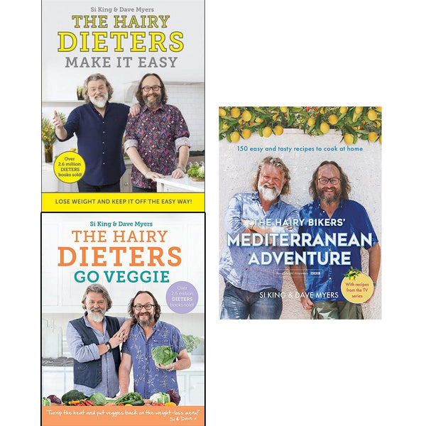 Hairy Dieters Make it easy, Go Veggie and Hairy Bikers Mediterranean Adventure [Hardcover] 3 Books Collection Set