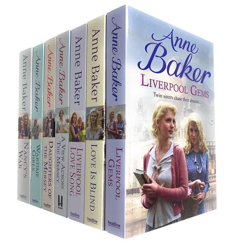 Anne Baker Collection 7 Books Set Daughters of the Mersey, Liverpool Love Song, Liverpool Gems, Nancys War, Love is Blind, Wartime Girls and More