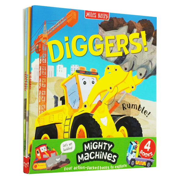 Mighty Machines! Collection 4 Books Set (Diggers!, Rescue!, Trucks!, Tractors!): four action-packed books to explore