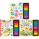 Usborne Fingerprint Activities Series 3 Books Collection Set - Garden, Cats & Dogs, Bugs