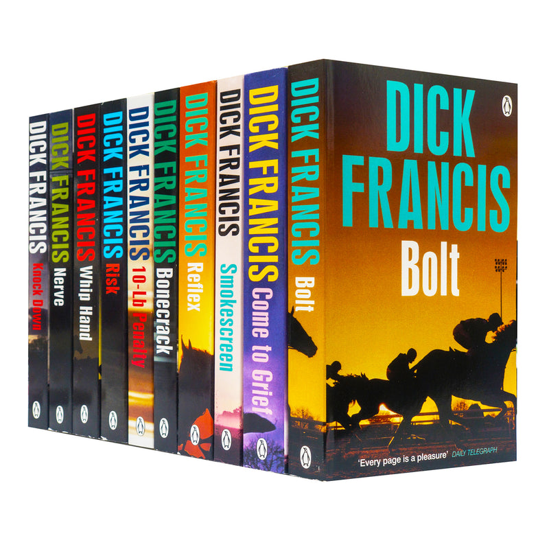 ["10lb penalty", "9780678457030", "adult fiction", "Adult Fiction (Top Authors)", "adult fiction collection", "adventure stories", "banker", "bolt", "bonecrack", "cl0-CERB", "come to grief", "crime books", "dead cert", "dick francis", "dick francis books", "dick francis collection", "dick francis collection 10 books set", "Dick Francis Thriller", "dick francis thriller collection", "dick francis thriller series", "enquiry", "fiction", "Fiction for Young Adults", "for kicks", "forfeit", "high stakes", "hot money", "in the frame", "knock down", "longshot", "nerve", "odds against", "pan", "reflex", "risk", "smokescreen", "spy stories", "suspense books", "thriller books", "whip hand", "young adult", "young adult books", "young adults books", "young adults fiction"]