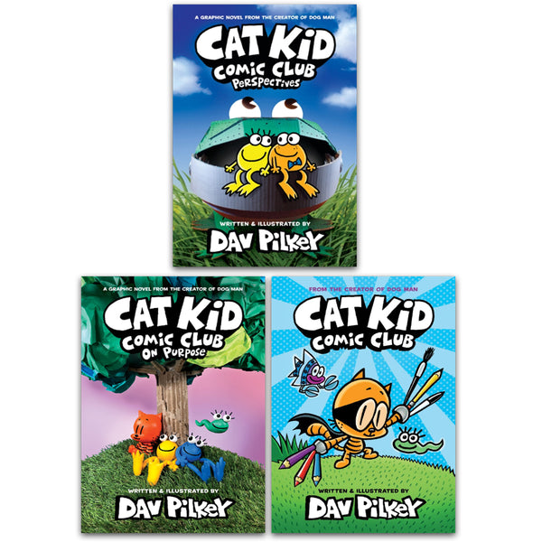 Cat Kid Comic Club Collection 3 Books By Dav Pilkey (Cat Kid Comic Club, On Purpose, Perspective)