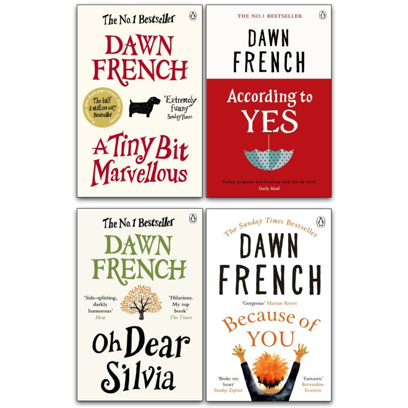 ["9789124072353", "A Tiny Bit Marvellous", "According To Yes", "Adult Novels", "Because of You", "Books", "Comedy", "Dawn French", "Dawn French Book Collection", "Dawn French Book Collection Set", "Dawn French Books", "Dawn French Collection", "Family Books", "Family Comedy", "Family Novels", "Fiction Books", "Humourous Fictions", "Oh Dear Silvia", "Romantic"]