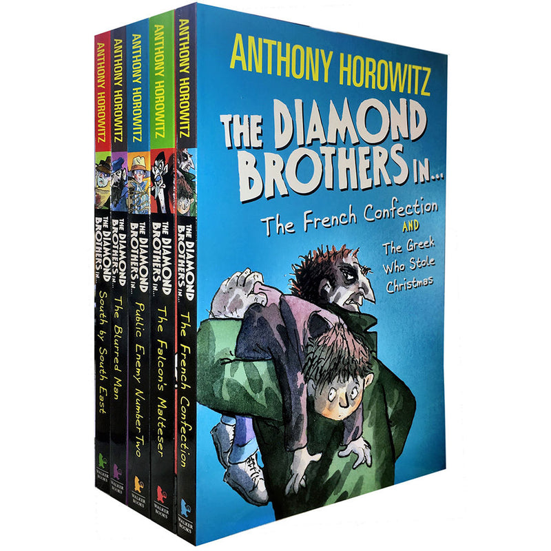 ["9781406381498", "anthony horowitz", "anthony horowitz diamond brothers collection", "christmas gift", "diamond brothers", "diamond brothers collection", "junior books", "public enemy number two", "south by south east", "the blurred man & i know what you did last wednesday", "the falcons malteser", "the french confection and the greek who stole christmas", "young teen"]