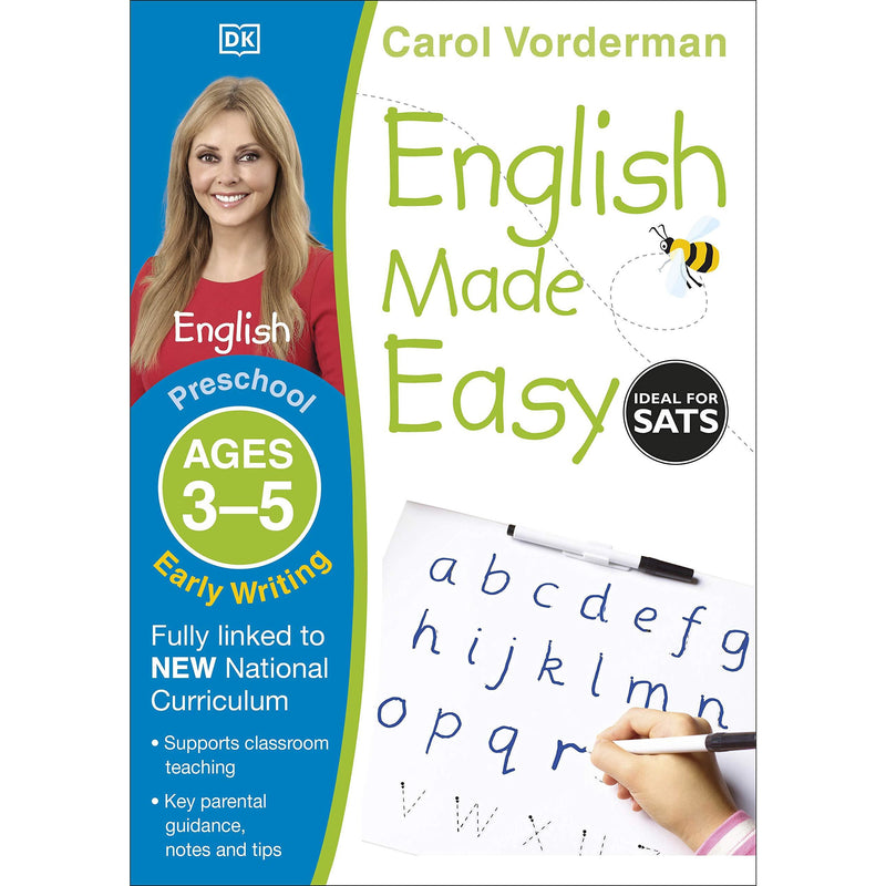 ["9781409344704", "Ages 3-5", "Book by Carol Vorderman", "Children Book", "Classroom Teaching", "Easy and Fun Study Book", "English Exercise Book", "English Literacy", "English Literature", "English Made Easy", "English Writing Book", "Fundamental Skills", "Home Study", "Literacy Education Reference", "Made Easy Workbooks", "National Curriculum", "Notes and Tips", "Parental Guidance", "Preschool", "Reading and Writing", "References Book", "Support Curriculum", "Workbook", "Writing"]