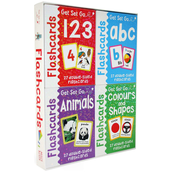Get Set Go Wipe Clean Flashcards 4 Books Collection Set (ABC Letters, 123 Numbers, Colours &amp; Shapes, Animals)