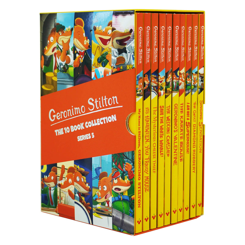 ["9781782269403", "geronimo stilton", "geronimo stilton book", "geronimo stilton book collection", "Geronimo Stilton books", "geronimo stilton books set", "geronimo stilton box set", "Geronimo Stilton Series", "geronimo stilton series 5", "Geronimo's Valentine", "I Am Not a Supermouse", "It's Halloween", "My Name is Stilton", "Save the White Whale", "Singing Sensation", "The Great Diamond Robbery", "The Karate Mouse", "The Mysterious Cheese Thief", "The Wedding Crasher", "You Fraidy Mouse"]