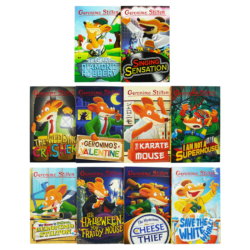 ["9781782269403", "geronimo stilton", "geronimo stilton book", "geronimo stilton book collection", "Geronimo Stilton books", "geronimo stilton books set", "geronimo stilton box set", "Geronimo Stilton Series", "geronimo stilton series 5", "Geronimo's Valentine", "I Am Not a Supermouse", "It's Halloween", "My Name is Stilton", "Save the White Whale", "Singing Sensation", "The Great Diamond Robbery", "The Karate Mouse", "The Mysterious Cheese Thief", "The Wedding Crasher", "You Fraidy Mouse"]