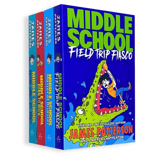 James Patterson Middle School Collection 4 Books Set (Book 10-13) (From Hero to Zero, Born to Rock, Master of Disaster, Field Trip Fiasco)