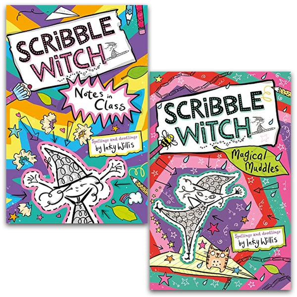 Scribble Witch Collection 2 Books Set By Inky Willis (Notes in Class, Magical Muddles)