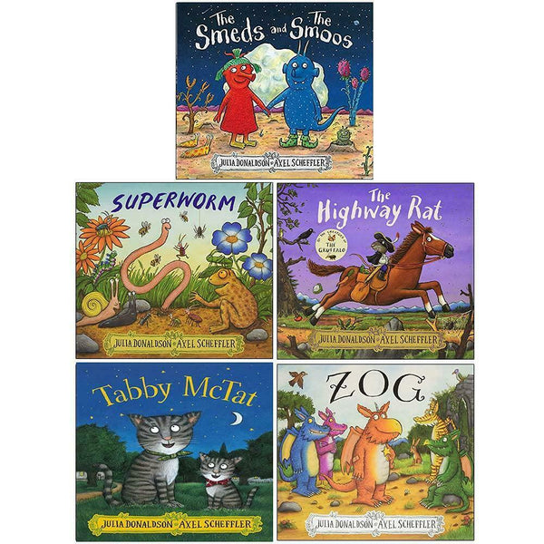 Julia Donaldson 5 Books Collection Set - The Smeds and The Smoss, Super Worm, Highway Rat, Tabby Mctat, Zog