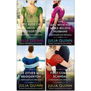 Bridgerton Prequels Rokesbys Series 4 Books Collection Set By Julia Quinn (Because of Miss Bridgerton, The Girl with the Make-Believe Husband, The Other Miss Bridgerton &amp; First Comes Scandal)
