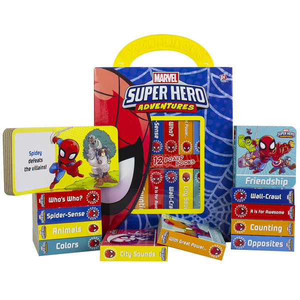 Marvel Spiderman Super Hero Adventures My First Library Board Book Block 12 Book Set Includes Characters from Avengers Endgame
