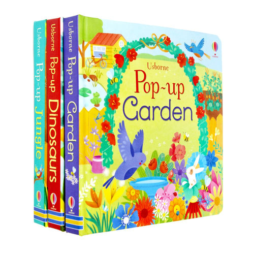 Usborne Pop Up Collection 3 books Set By Fiona Watt (Pop-Up Dinosaurs, Pop-Up Jungle, Pop-Up Garden)
