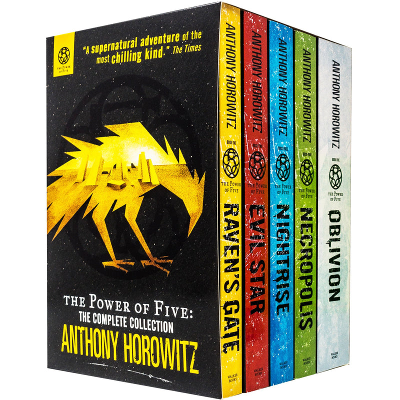 ["9781529500547", "Anthony Horowitz", "Children Books (14-16)", "cl0-PTR", "Evil Star", "Necropolis", "Night Rise", "Oblivion", "Power of Five", "Power of Five books set", "Power of Five collection", "Ravens Gate"]