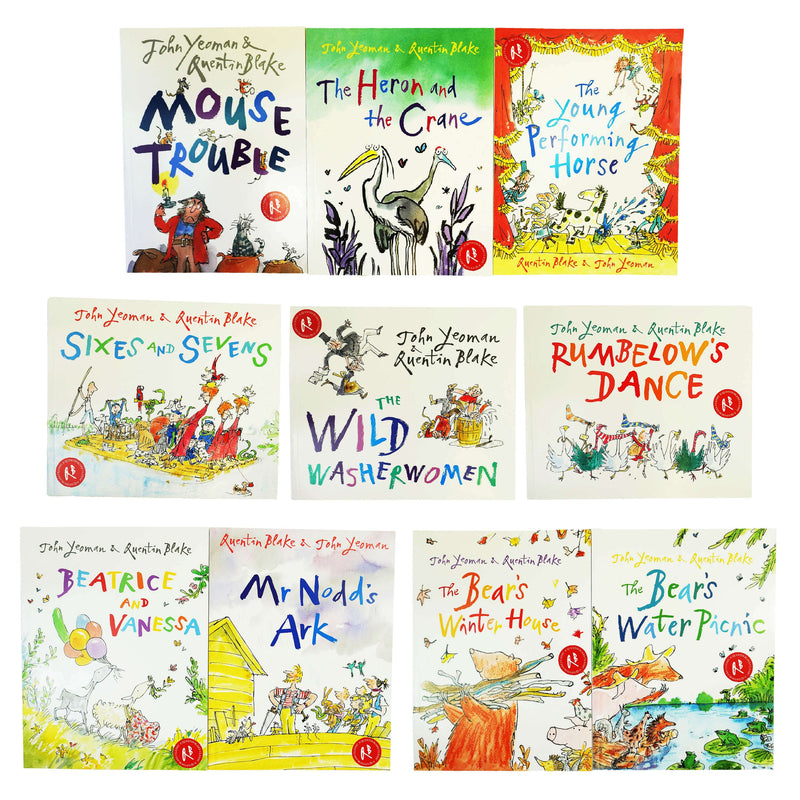 ["9781839133114", "beatrice and vanessa", "Childrens Books (5-7)", "cl0-CERB", "Infants", "mouse trouble", "mr nodd's ark", "picture books set", "quentin blake", "quentin blake books set", "quentin blake collection", "quentin blake picture book collection", "rumbelow's dance", "sixes and sevens", "the bear's water picnic", "the bear's winter house", "the heron and the crane", "the wild washerwomen", "the young performing horse"]