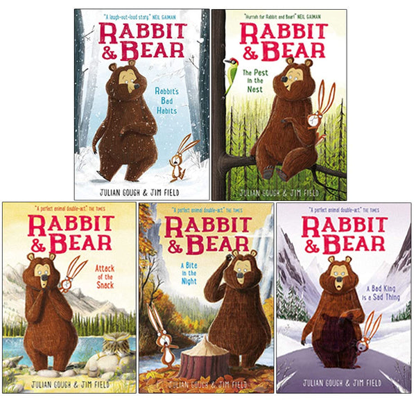 Rabbit and Bear Series 5 Books Collection Set By Julian Gough (Rabbit's Bad Habits, The Pest in the Nest, Attack of the Snack, A Bite in the Night, A Bad King is a Sad Thing)