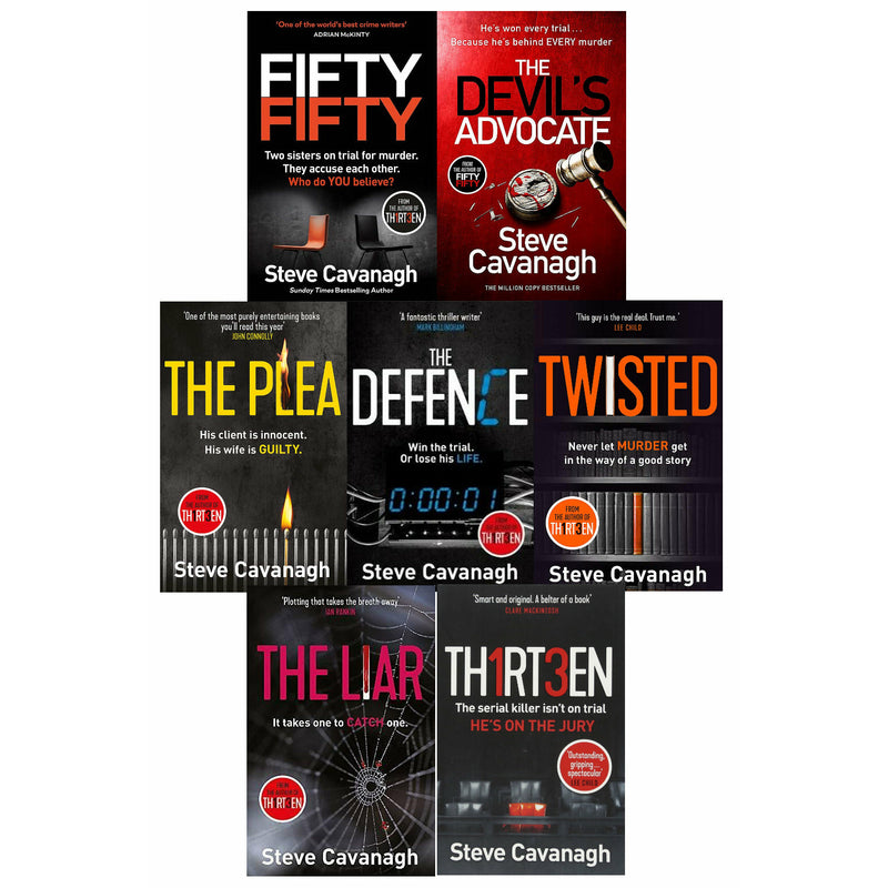 Eddie Flynn Series 7 Books Collection Set By Steve Cavanagh (Twisted,Thirteen, The Defence, The Plea, The Liar, Fifty-Fifty, The Devil&