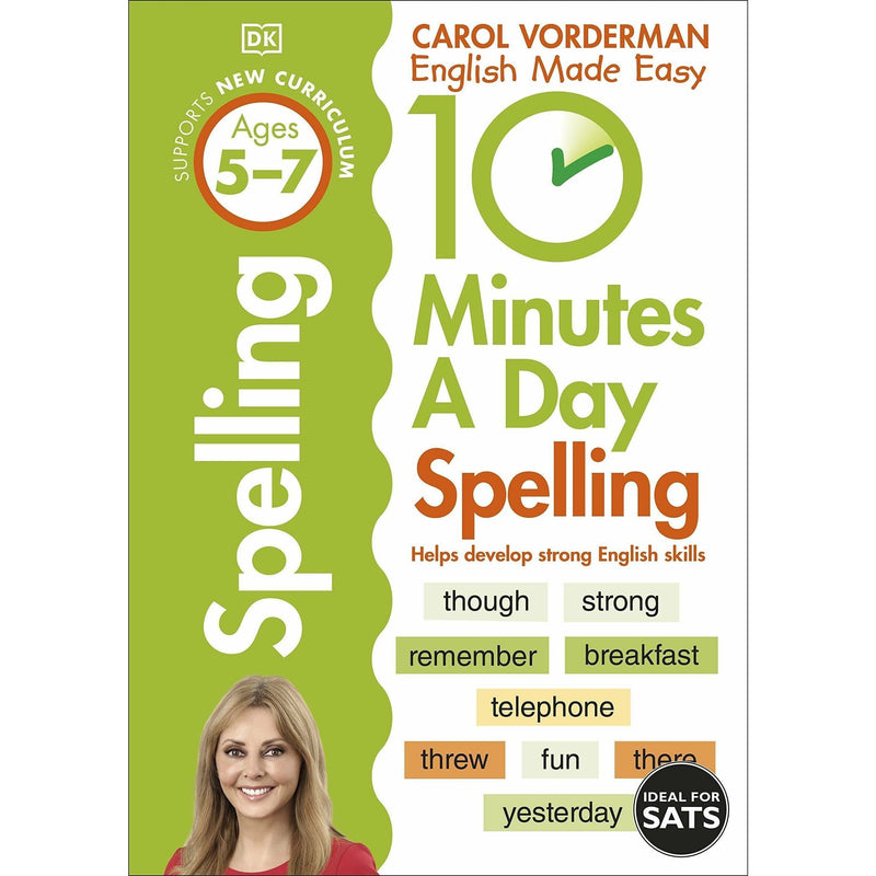 ["10 Minutes A Day", "9781409341420", "Ages 5-7", "Book by Carol Vorderman", "Develop Knowledge", "Development", "Early Learning", "English  literacy", "English language", "English Skills", "fun learning", "Guidance Book", "Home Schooling", "Key Stage 1", "KS1", "Made Easy Workbooks", "National Curriculum", "Parental Guide", "Parents Notes", "Primary School Textbook", "Spelling", "spelling lessons", "Study book", "Vocabulary And Spelling"]