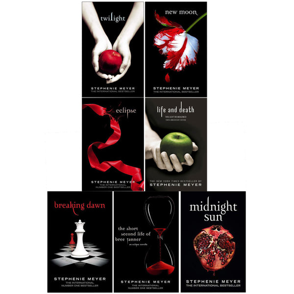 Twilight Saga Black Cover Stephenie Meyer 7 Books Collection Set Life and Death, Midnight Sun and More