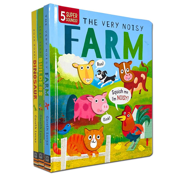My First Touch and Feel Sound Book Collection 3 Book Set (Very Noisy Farm, Roar Roar Dinosaur, Beep Beep Builders)