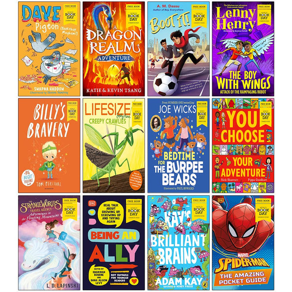The World Book Day 2023 Complete Collection of 12 Books Set (The Strangeworlds Travel Agency, Being an Ally, Marvel Spider-Man Pocket Guide, Boot It!, Billy's Bravery & More)