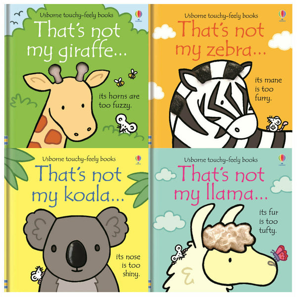 Usborne Touchy-Feely Books Thats Not My Zoo Collection 4 Books Set Llama Zebra Koala Giraffe