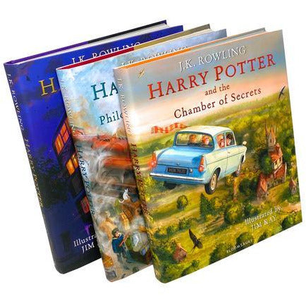 Harry Potter 3 Books Set Illustrated By Jim Kay - Philosophers Stone Prison Of Azkaban Chambers of Secrets