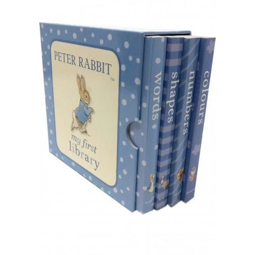 ["9780241367629", "baby books", "Beatrix Potter", "Board Book", "Childrens Books", "Childrens Books (3-5)", "cl0-CERB", "Colours", "first Books", "First Library", "Learning Books", "Numbers", "Perter Rabbit", "Peter Rabbit 4 Books Set My First Library Collection", "Peter Rabbit Library", "shapes", "Words"]