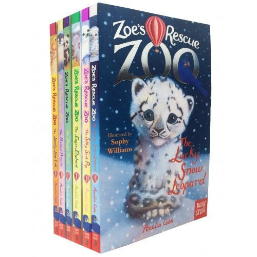 Zoes Rescue Zoo 6 Books Collection Set  Lucky Snow Leopard Eager Elephant Silky Seal Pup Puzzled Penguin Playful Panda Lonely Lion Cub - books 4 people